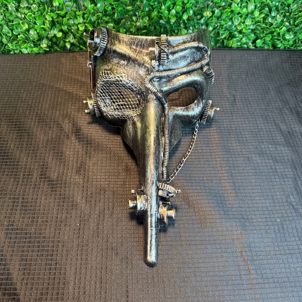 Steampunk Costume Mask Plague Dr. Medieval Long Beak Raven Cosplay w/ Chains